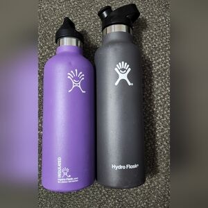 Hydro Flask Gray and Purple Water Bottles